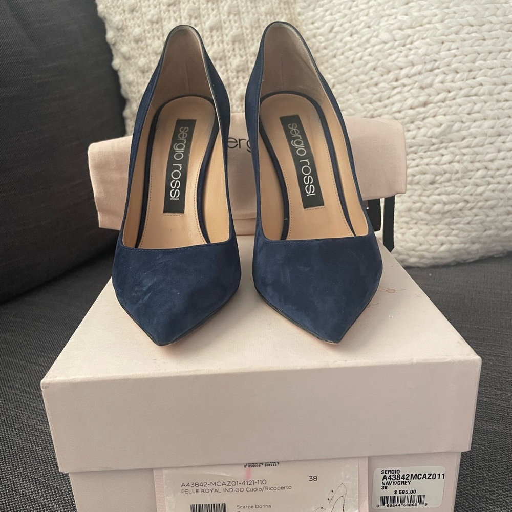 Sergio Rossi blue suede heels